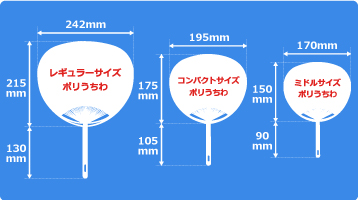即納タイプポリうちわサイズ見本